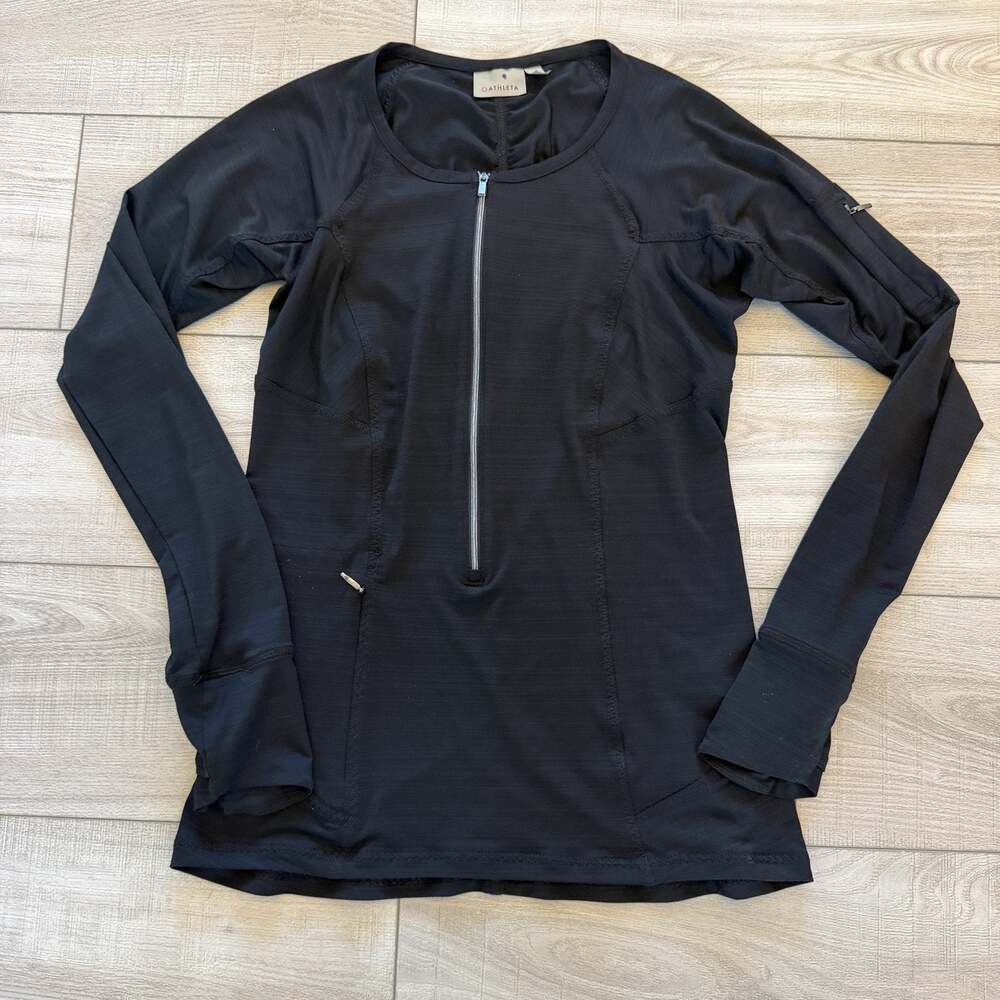 Athleta Womens S Black Half Zip Pullover Long